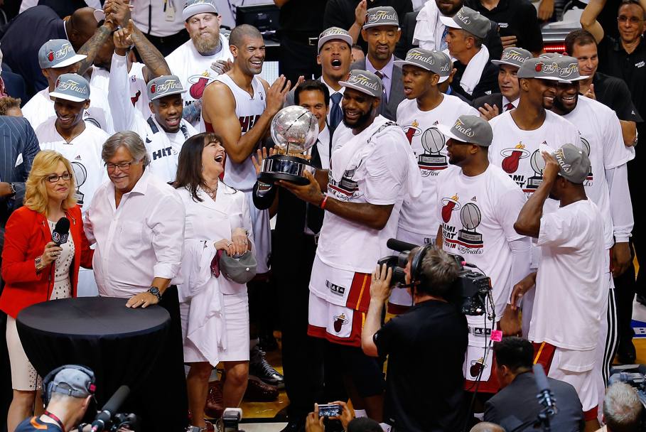 Oden e i Miami Heat festeggiano il titolo della Eastern Conference (Afp)